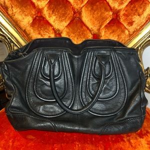 Leibeskind Vintage Helene Black Leather Satchel